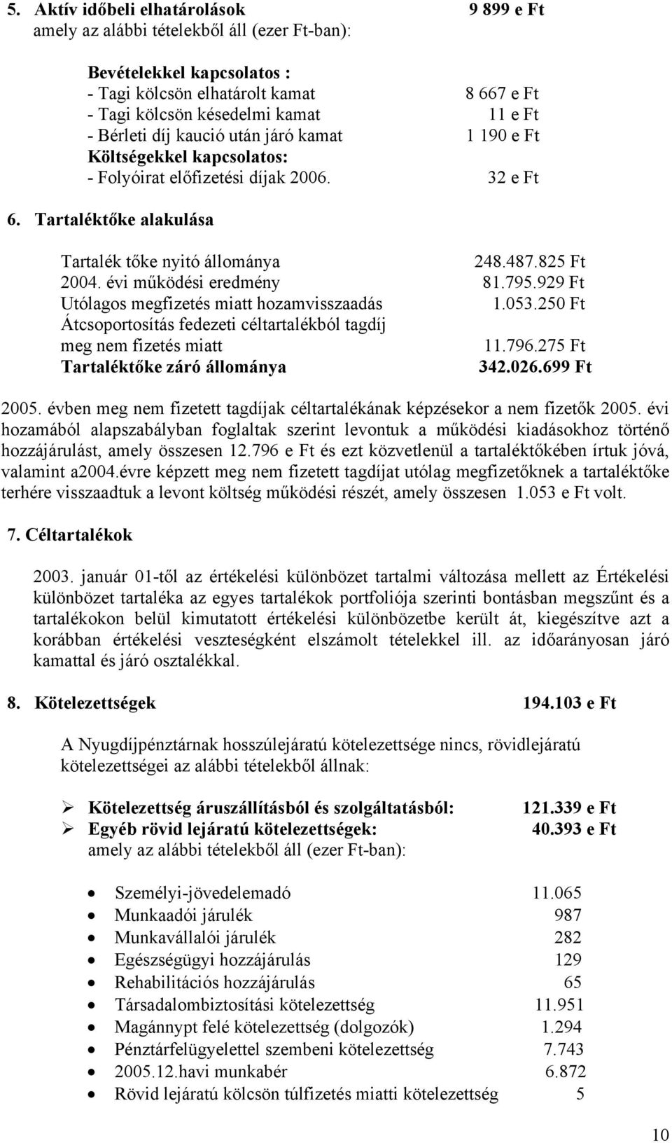 évi működési eredmény 81.795.929 Ft Utólagos megfizetés miatt hozamvisszaadás 1.53.25 Ft Átcsoportosítás fedezeti céltartalékból tagdíj meg nem fizetés miatt 11.796.