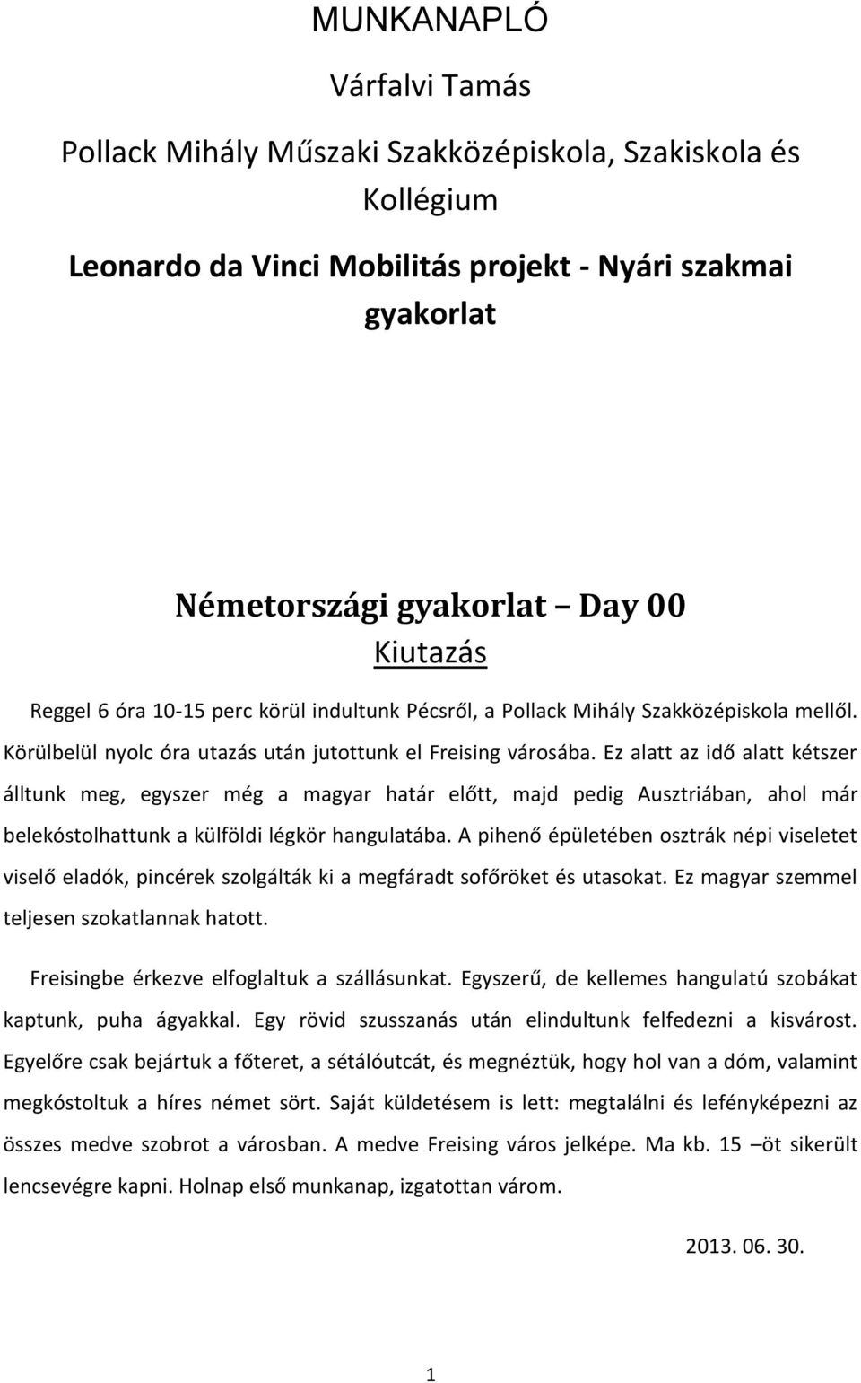 MUNKANAPLÓ. Várfalvi Tamás - PDF Free Download