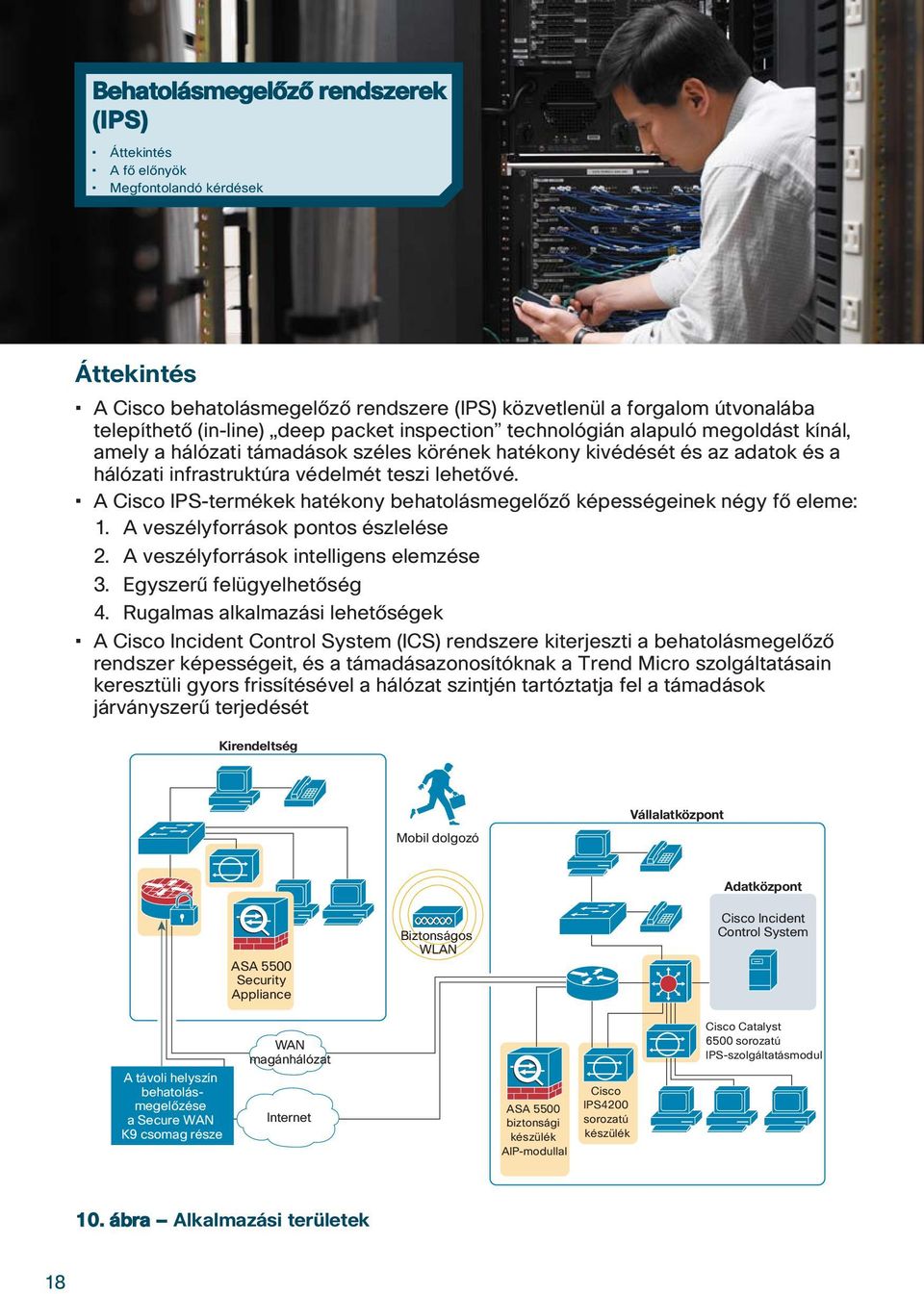 A Cisco IPS-termékek hatékony behatolásmegelôzô képességeinek négy fô eleme: 1. A veszélyforrások pontos észlelése 2. A veszélyforrások intelligens elemzése 3. Egyszerû felügyelhetôség 4.