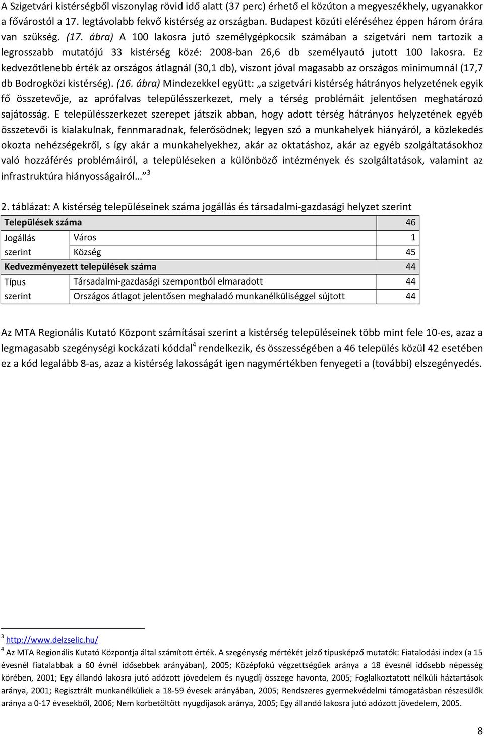 ábra) A 100 lakosra jutó személygépkocsik számában a szigetvári nem tartozik a legrosszabb mutatójú 33 kistérség közé: 2008-ban 26,6 db személyautó jutott 100 lakosra.