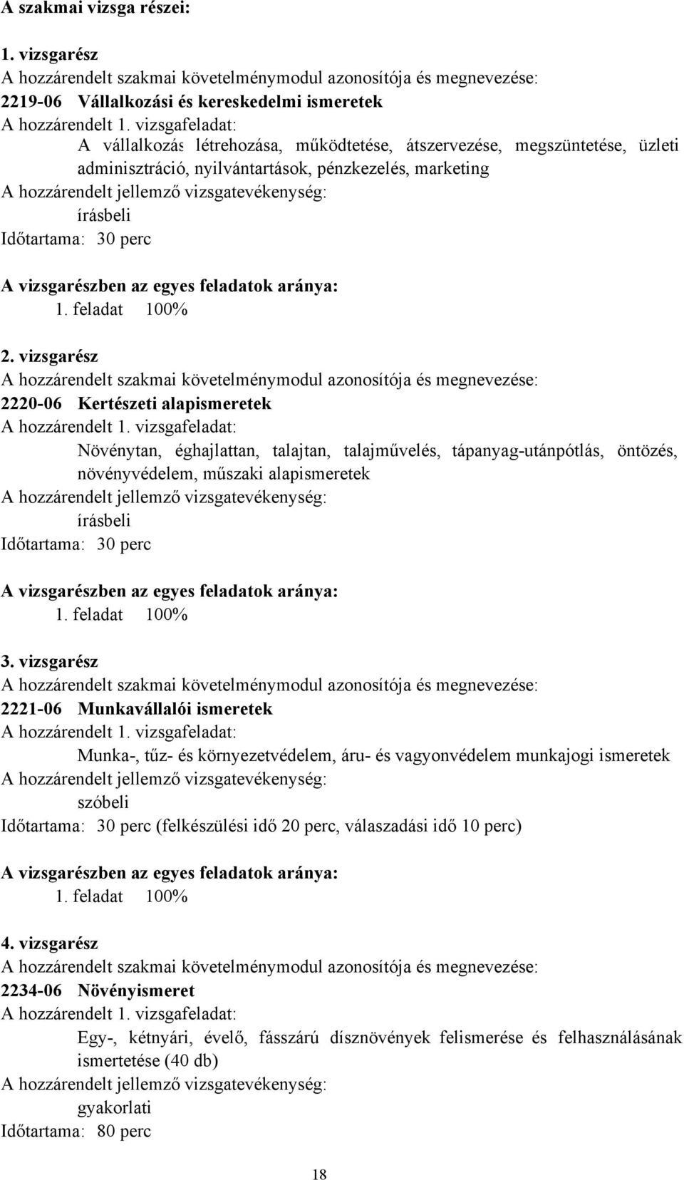 Időtartama: 30 perc A vizsgarészben az egyes feladatok aránya: 1. feladat 100% 2.