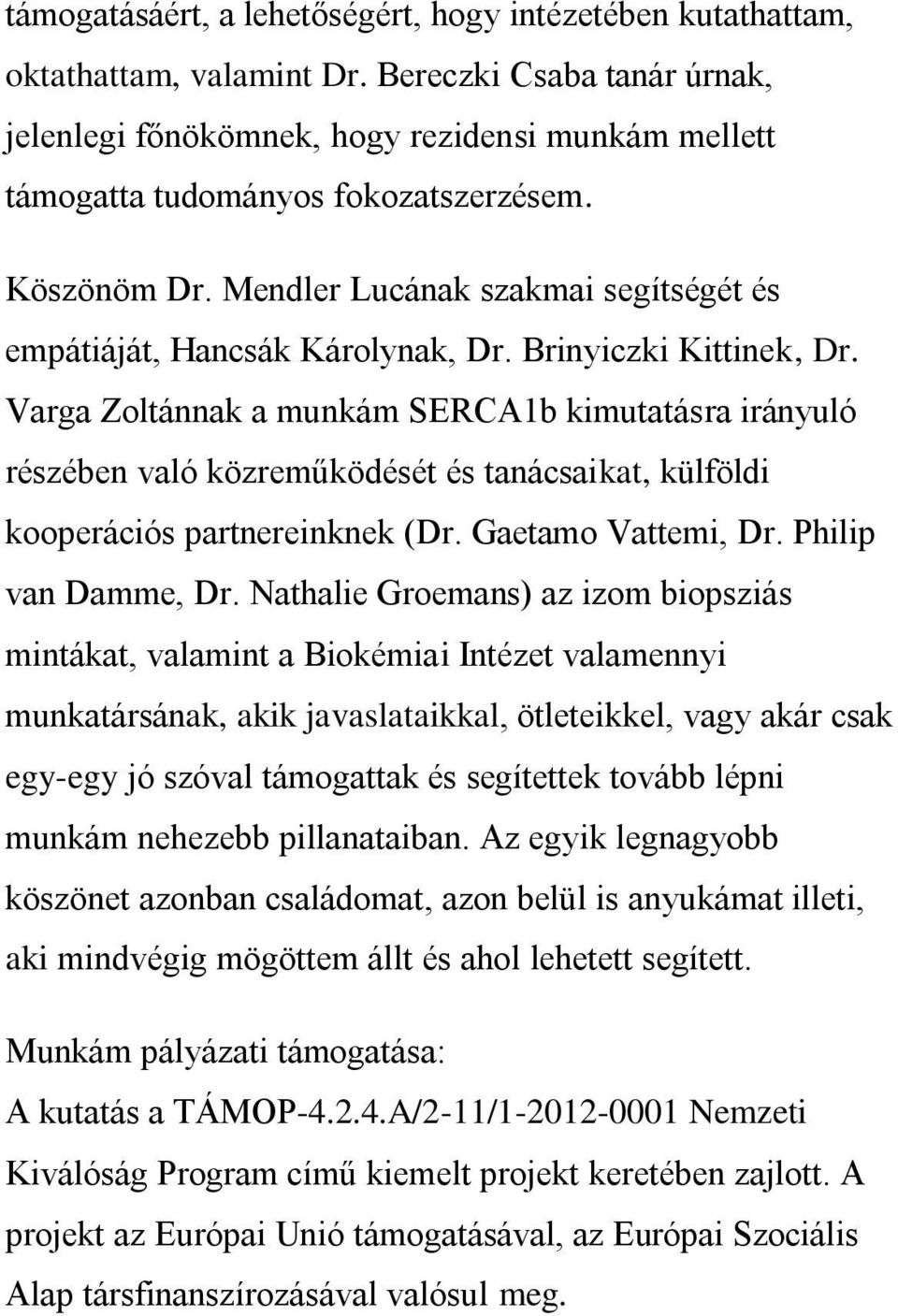 Mendler Lucának szakmai segítségét és empátiáját, Hancsák Károlynak, Dr. Brinyiczki Kittinek, Dr.