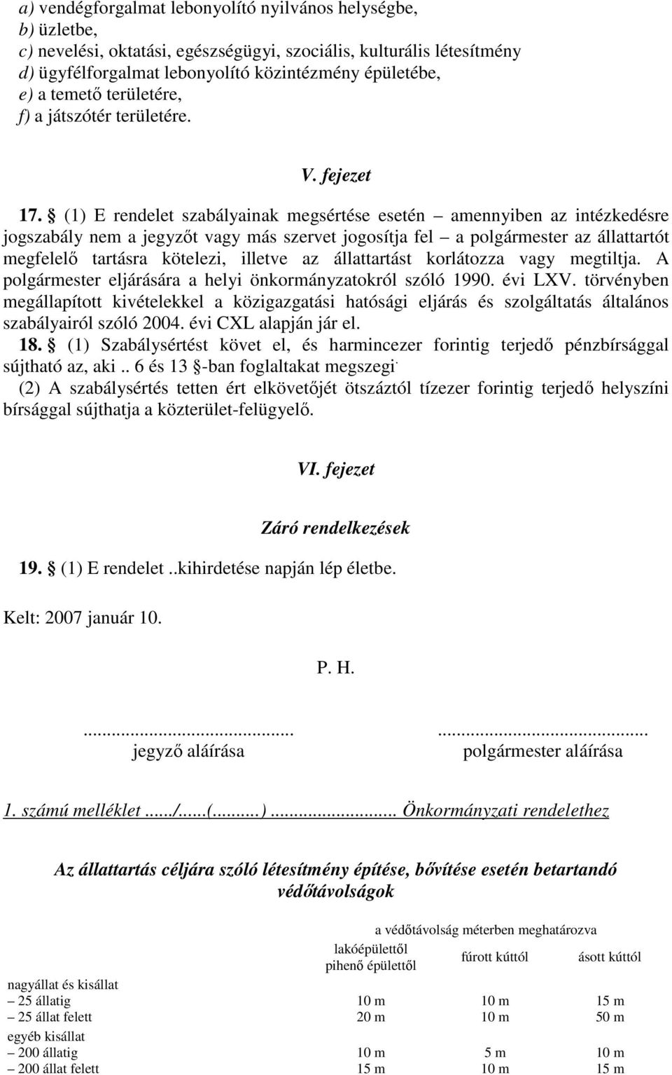 (1) E rendelet szabályainak megsértése esetén amennyiben az intézkedésre jogszabály nem a jegyzőt vagy más szervet jogosítja fel a polgármester az állattartót megfelelő tartásra kötelezi, illetve az