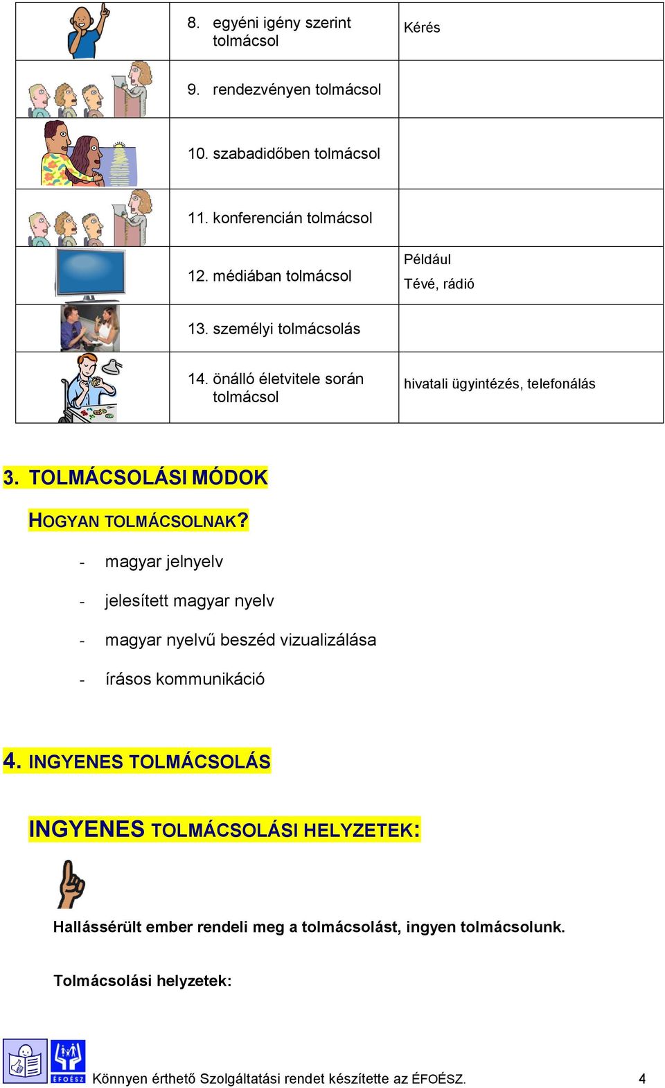 TOLMÁCSOLÁSI MÓDOK HOGYAN TOLMÁCSOLNAK? - magyar jelnyelv - jelesített magyar nyelv - magyar nyelvű beszéd vizualizálása - írásos kommunikáció 4.