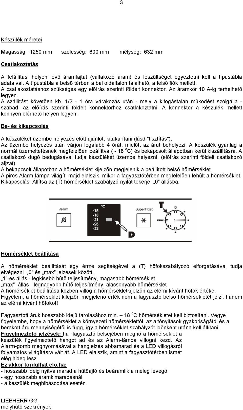 LIEBHERR MÉLYHÛTÕSZEKRÉNYEK (GG 2400 TÍPUS) HASZNÁLATI UTASÍTÁS - PDF  Ingyenes letöltés