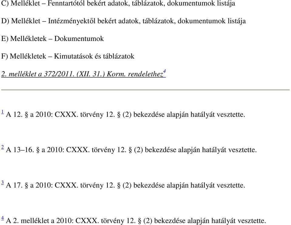 a 2010: CXXX. törvény 12. (2) bekezdése alapján hatályát vesztette. 2 A 13 16. a 2010: CXXX. törvény 12. (2) bekezdése alapján hatályát vesztette. 3 A 17.