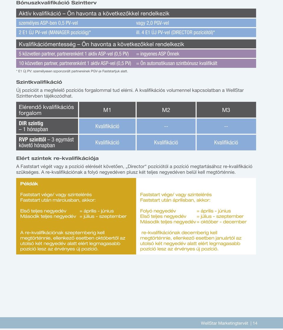 partner, partnerenként 1 aktív ASP-vel (0,5 PV) = Ön automatikusan szintbónusz kvalifikált * E1 Új PV: személyesen szponzorált partnereinek PGV-je Faststartjuk alatt.