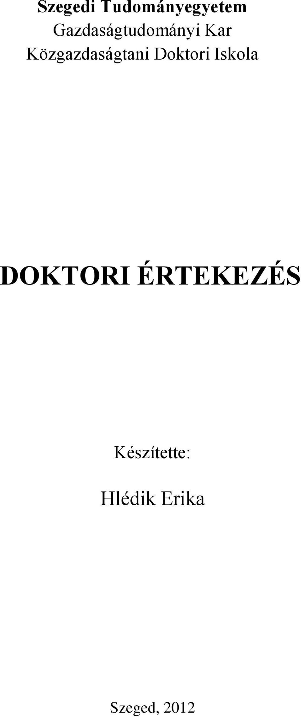 Közgazdaságtani Doktori Iskola