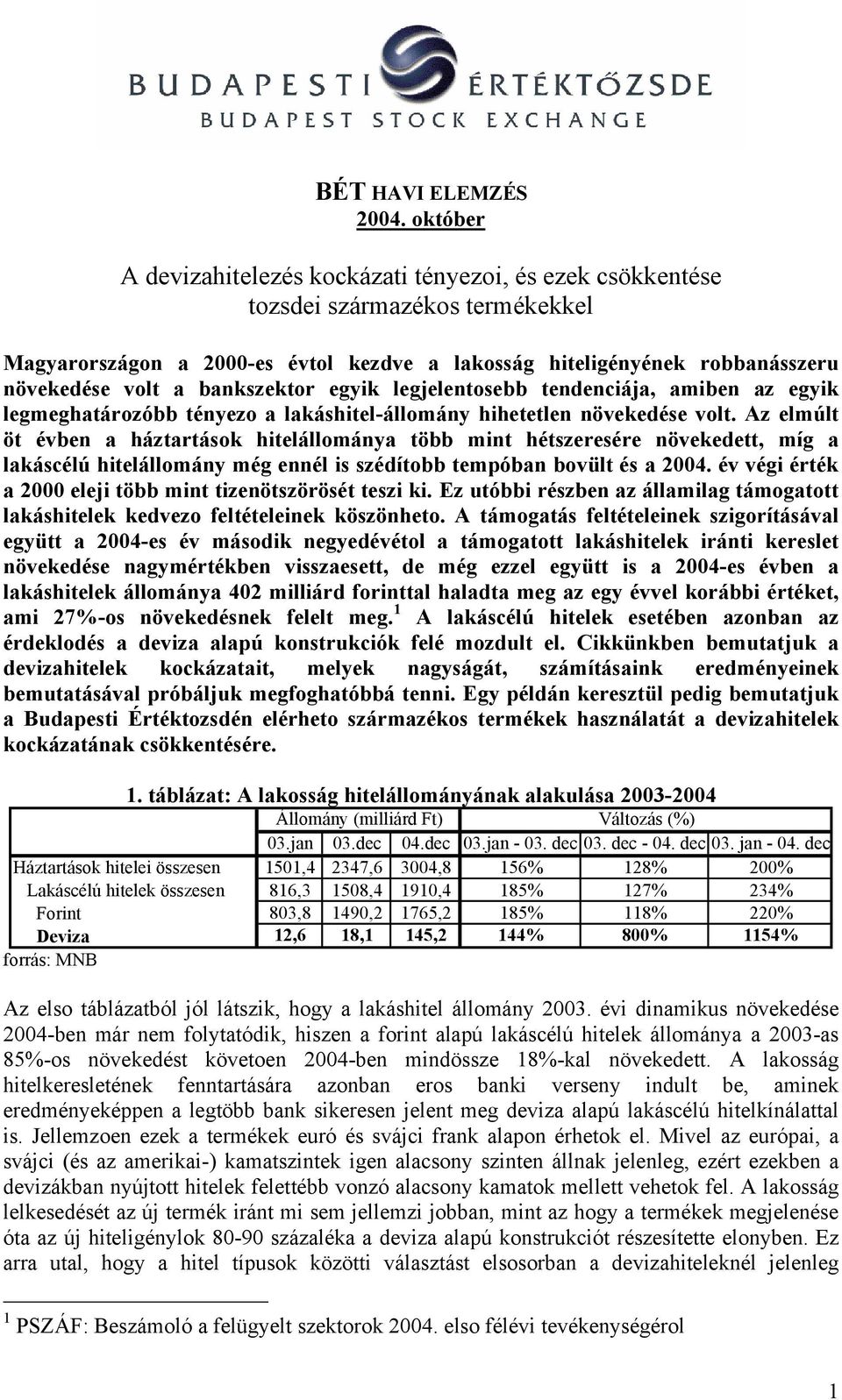 bankszektor egyik legjelentosebb tendenciája, amiben az egyik legmeghatározóbb tényezo a lakáshitel-állomány hihetetlen növekedése volt.