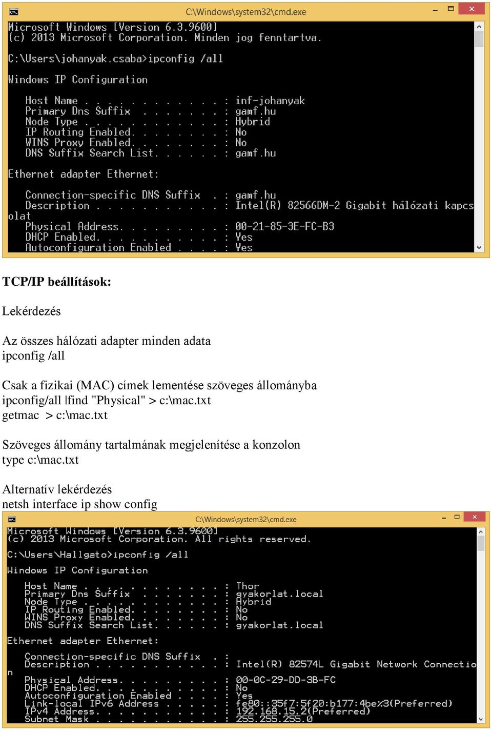"Physical" > c:\mac.txt getmac > c:\mac.