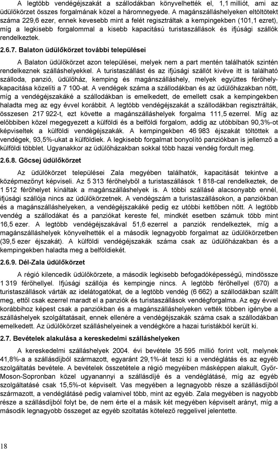 ifjúsági szállók rendelkeztek. 2.6.7. Balaton üdülőkörzet további települései A Balaton üdülőkörzet azon települései, melyek nem a part mentén találhatók szintén rendelkeznek szálláshelyekkel.