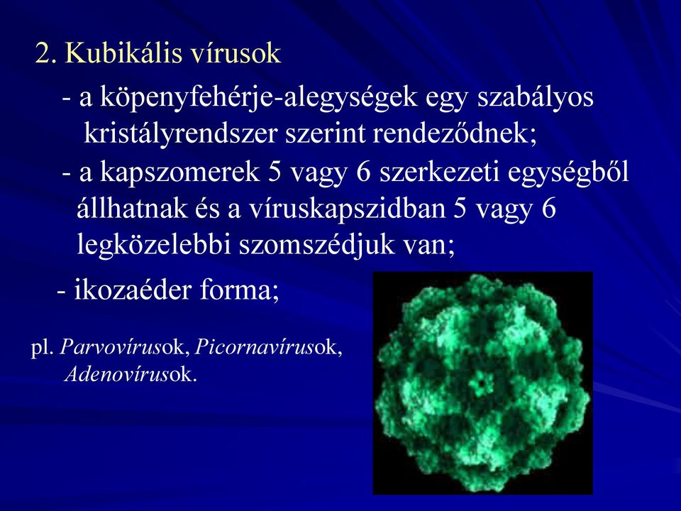 szerkezeti egységből állhatnak és a víruskapszidban 5 vagy 6