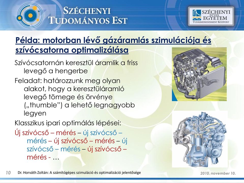 lehető legnagyobb legyen Klasszikus ipari optimálás lépései: Új szívócső mérés új szívócső mérés új szívócső mérés új