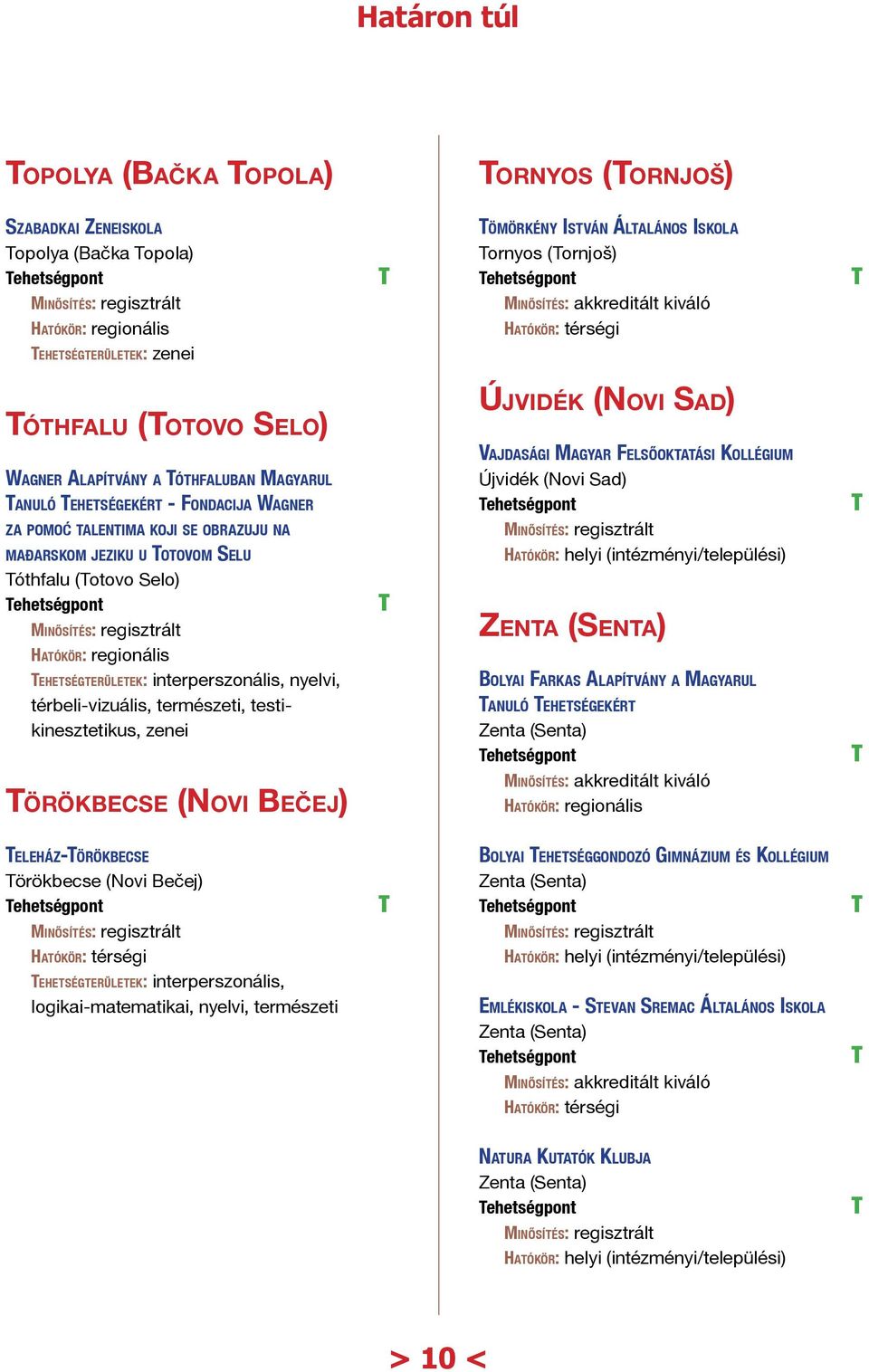 természeti, testikinesztetikus, örökbecse (Novi Bečej) Újvidék (Novi Sad) Vajdasági Magyar Felsőoktatási Kollégium Újvidék (Novi Sad) Zenta (Senta) Bolyai Farkas Alapítvány a Magyarul anuló