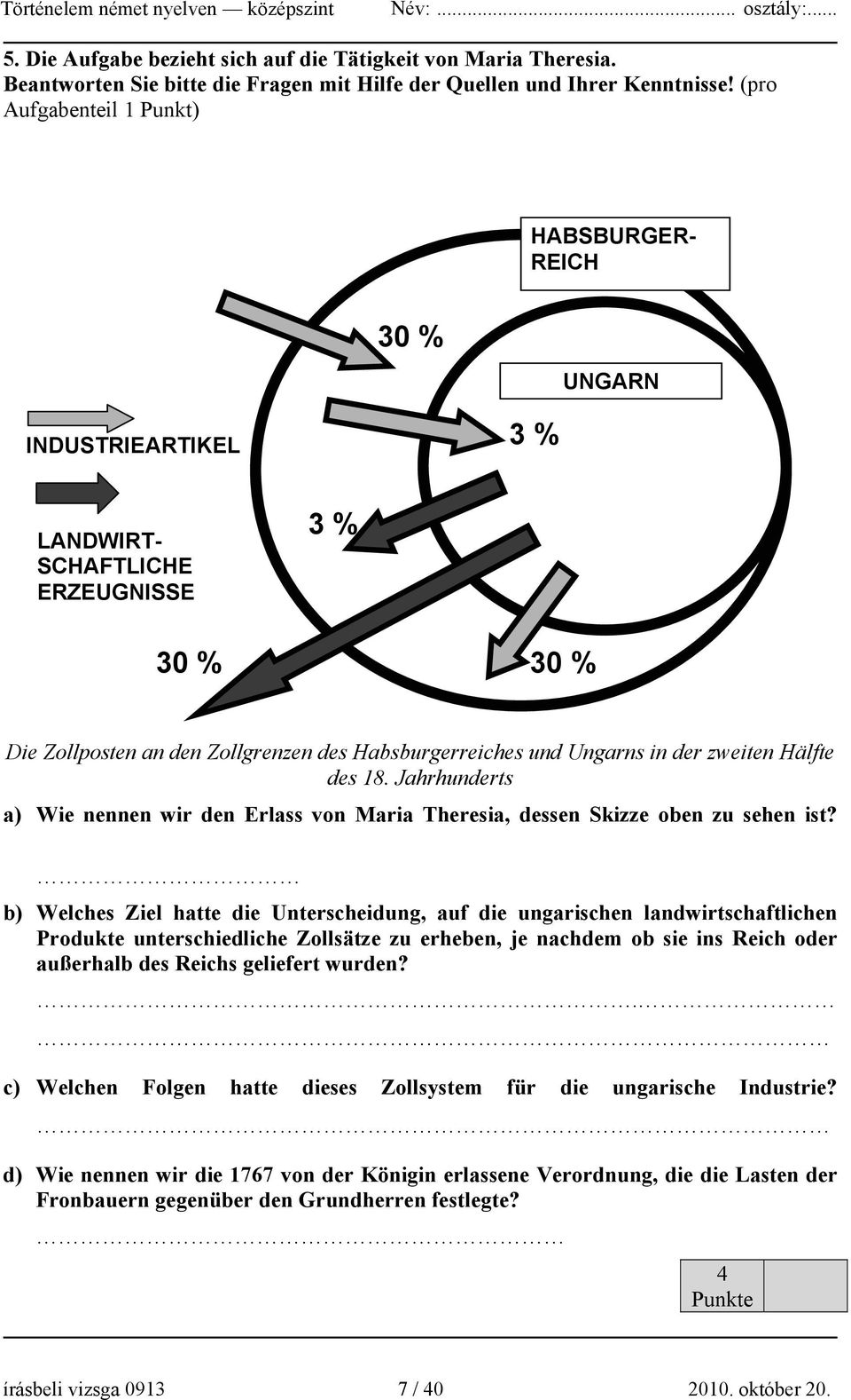 der zweiten Hälfte des 18. Jahrhunderts a) Wie nennen wir den Erlass von Maria Theresia, dessen Skizze oben zu sehen ist?