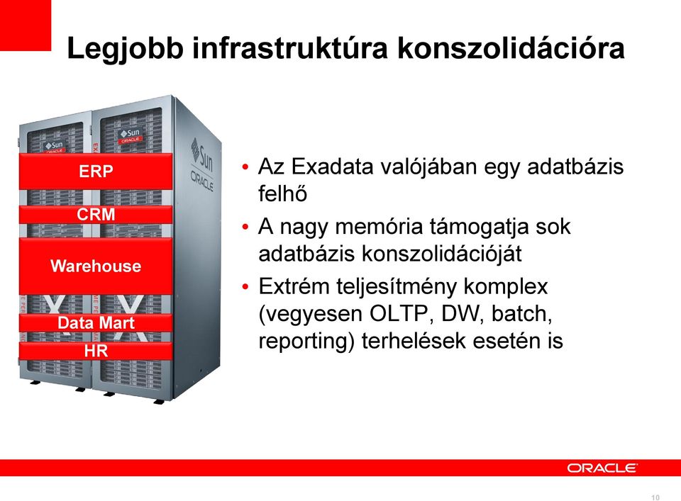 támogatja sok adatbázis konszolidációját Extrém teljesítmény