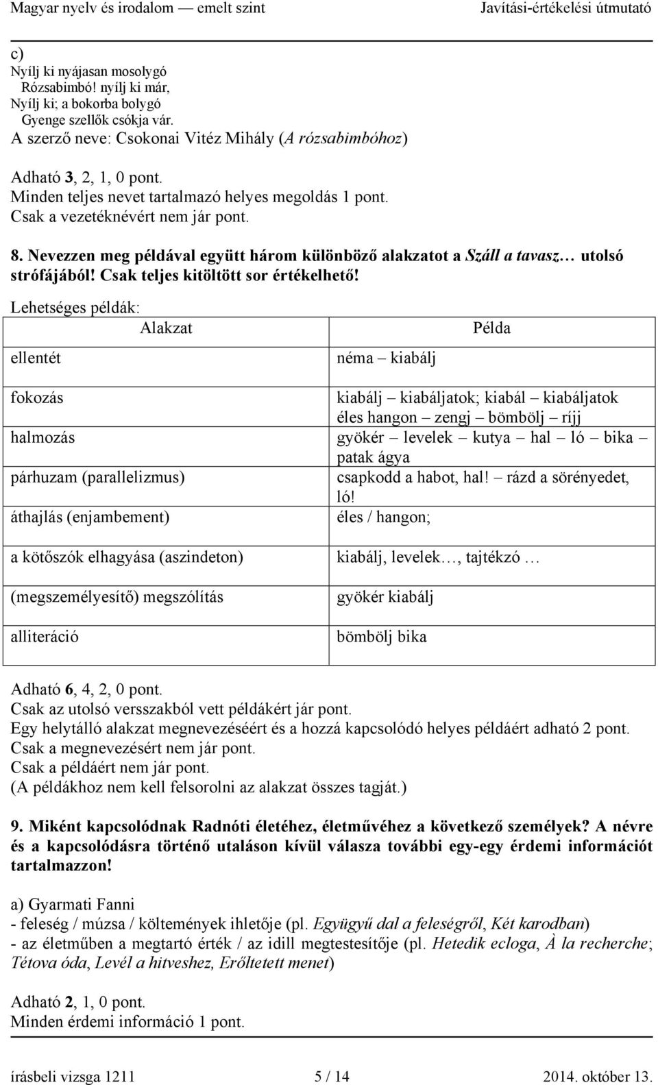 Csak teljes kitöltött sor értékelhető!