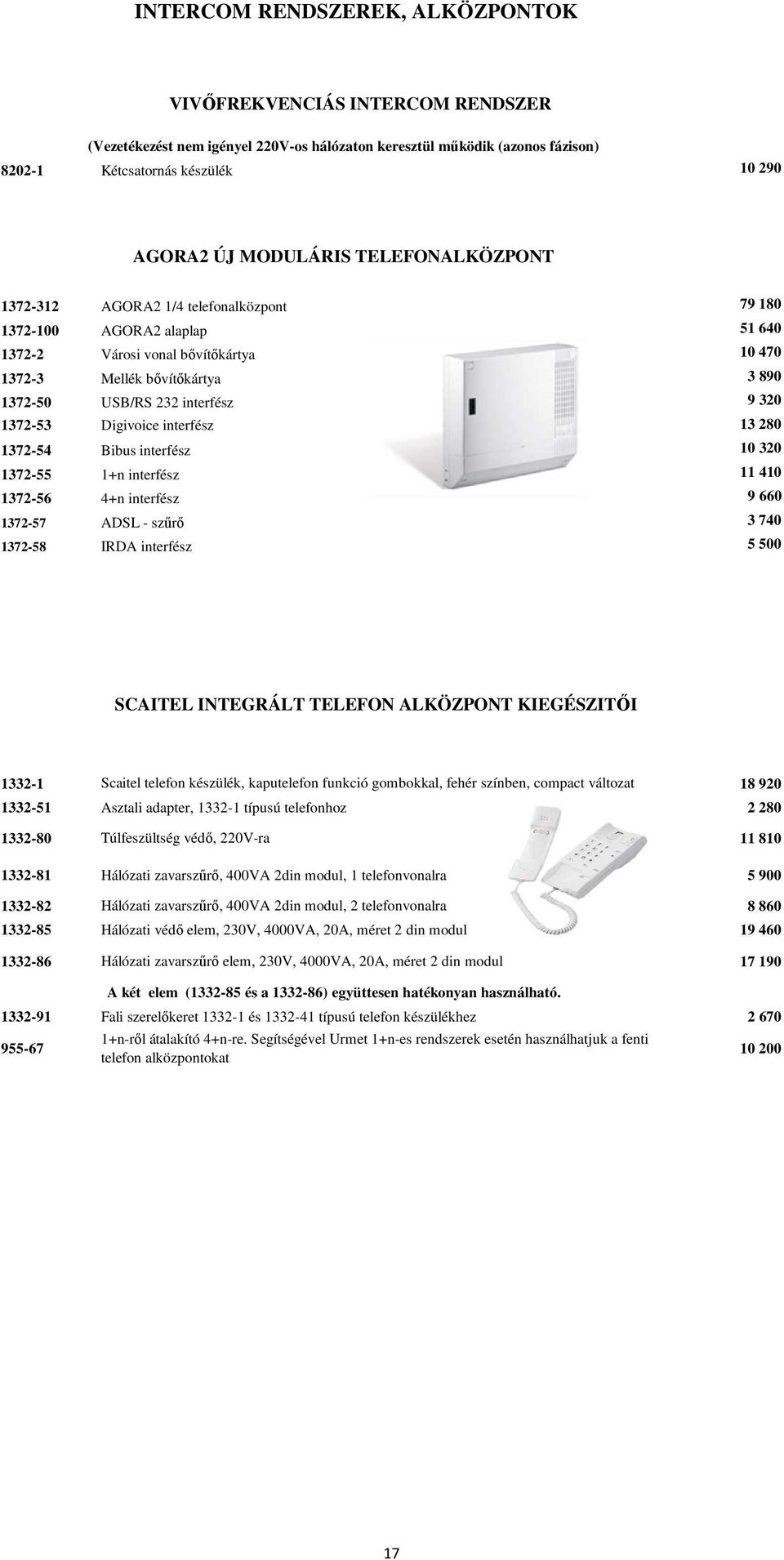 interfész 9 320 1372-53 Digivoice interfész 13 280 1372-54 Bibus interfész 10 320 1372-55 1+n interfész 11 410 1372-56 4+n interfész 9 660 1372-57 ADSL - szűrő 3 740 1372-58 IRDA interfész 5 500