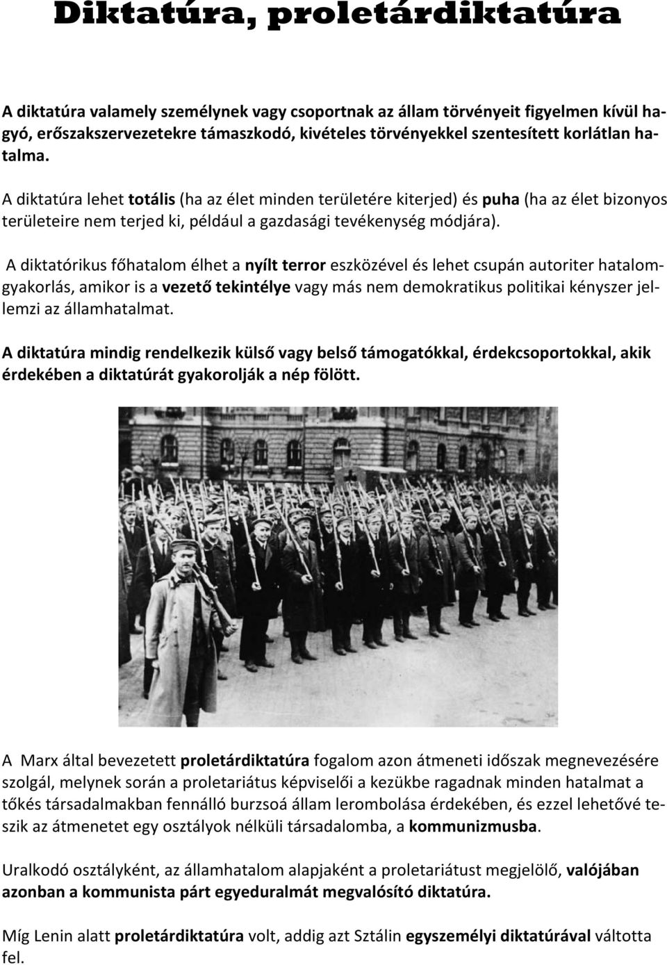 A diktatórikus főhatalom élhet a nyílt terror eszközével és lehet csupán autoriter hatalomgyakorlás, amikor is a vezető tekintélye vagy más nem demokratikus politikai kényszer jellemzi az