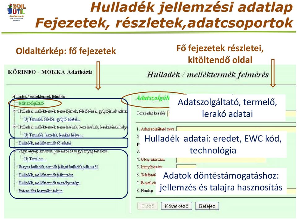 Adatszolgáltató, termelő, lerakó adatai Hulladék adatai: eredet, EWC