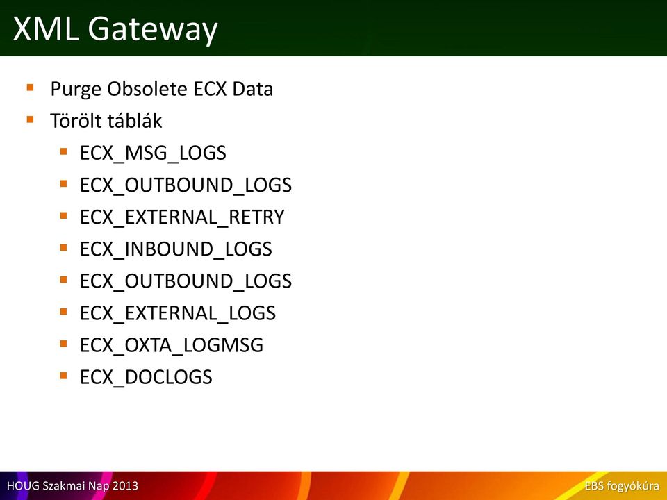 ECX_EXTERNAL_RETRY ECX_INBOUND_LOGS