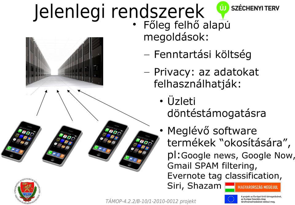 döntéstámogatásra Meglévő software termékek okosítására, pl:google