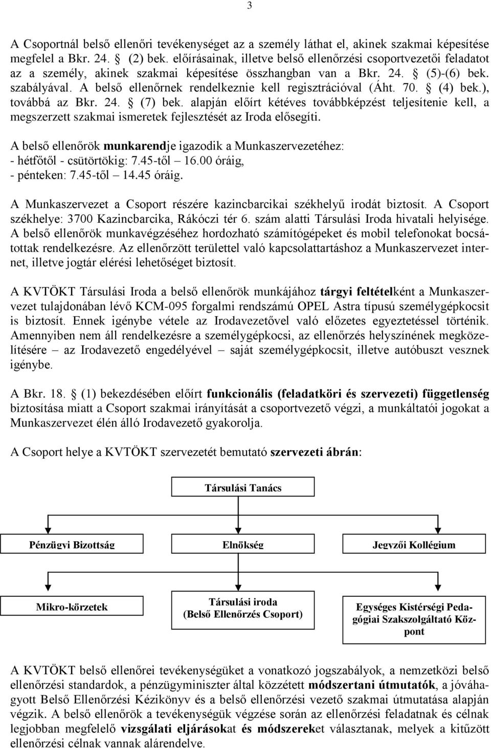 A belső ellenőrnek rendelkeznie kell regisztrációval (Áht. 70. (4) bek.), továbbá az Bkr. 24. (7) bek.