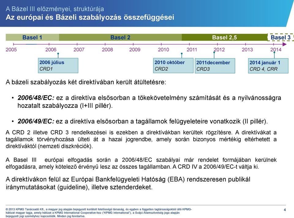 hozatalt szabályozza (I+III pillér). 2006/49/EC: ez a direktíva elsősorban a tagállamok felügyeleteire vonatkozik (II pillér).