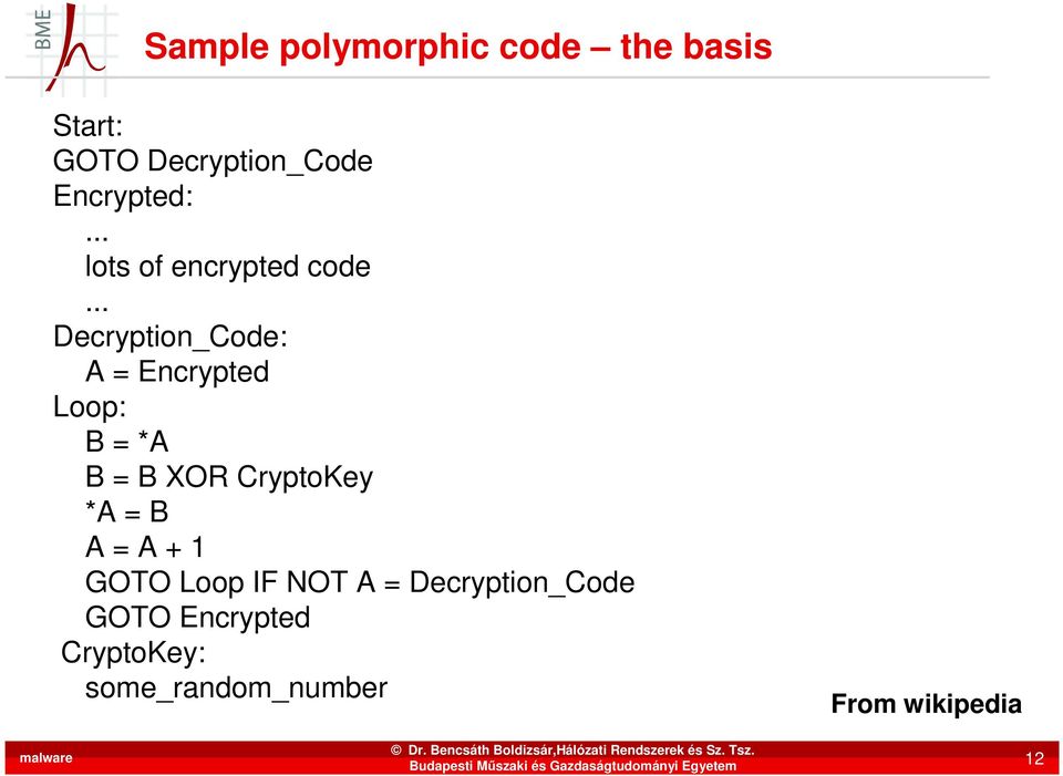 .. Decryption_Code: A = Encrypted Loop: B = *A B = B XOR CryptoKey *A