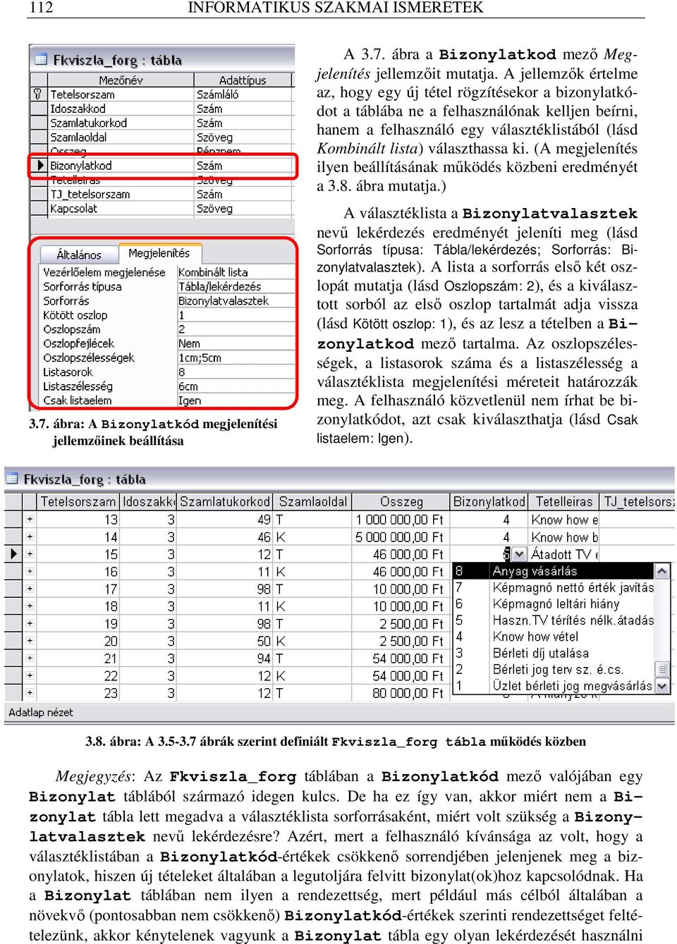 (A megjelenítés ilyen beállításának mőködés közbeni eredményét a 3.8. ábra mutatja.