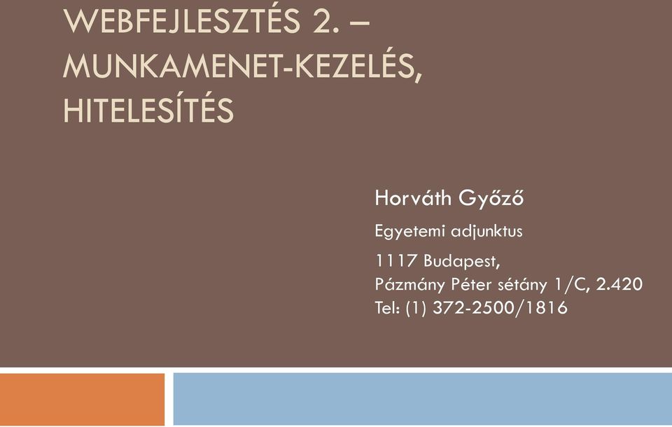 Horváth Győző Egyetemi adjunktus 1117