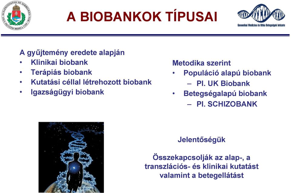 alapú biobank Pl. UK Biobank Betegségalapú biobank Pl.