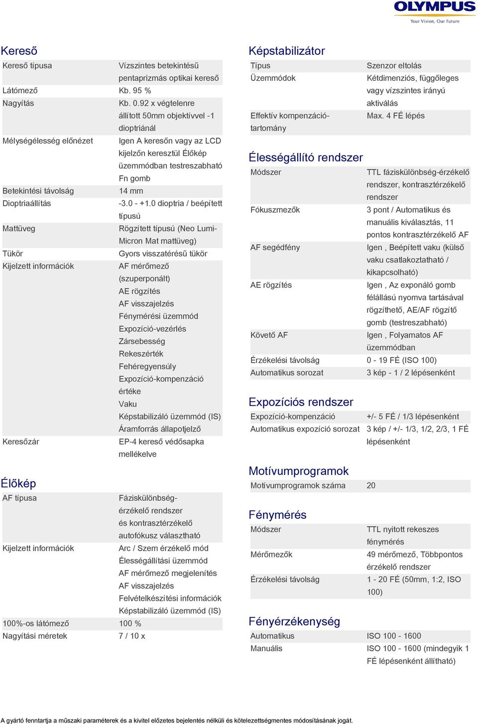 Dioptriaállítás -3.0 - +1.