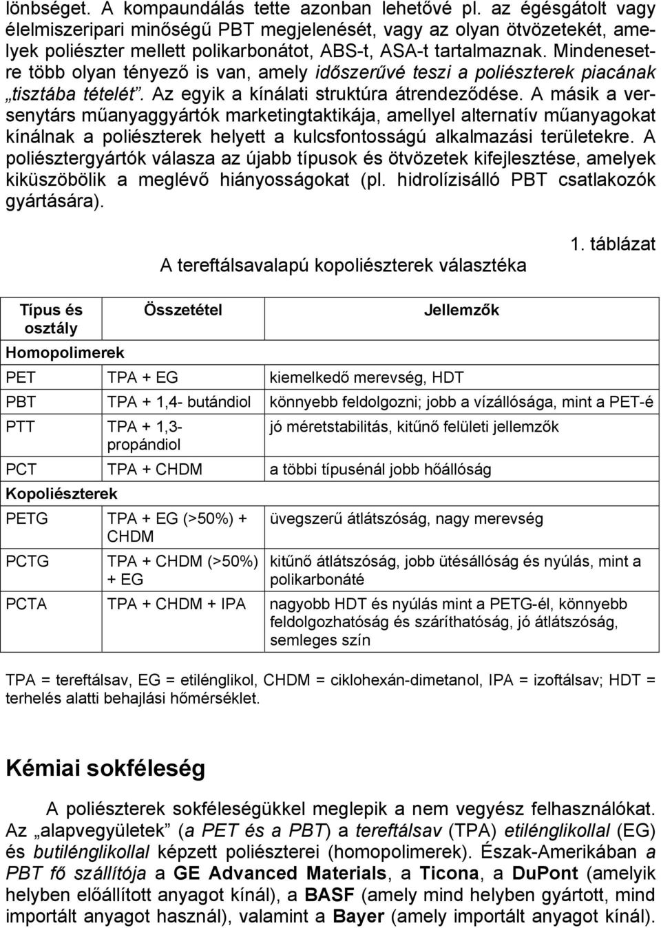 Mindenesetre több olyan tényező is van, amely időszerűvé teszi a poliészterek piacának tisztába tételét. Az egyik a kínálati struktúra átrendeződése.