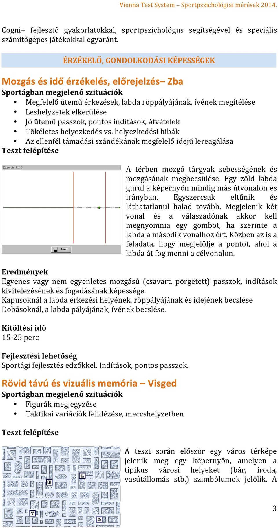 vs. helyezkedési hibák Az ellenfél támadási szándékának megfelelő idejű lereagálása A térben mozgó tárgyak sebességének és mozgásának megbecsülése.