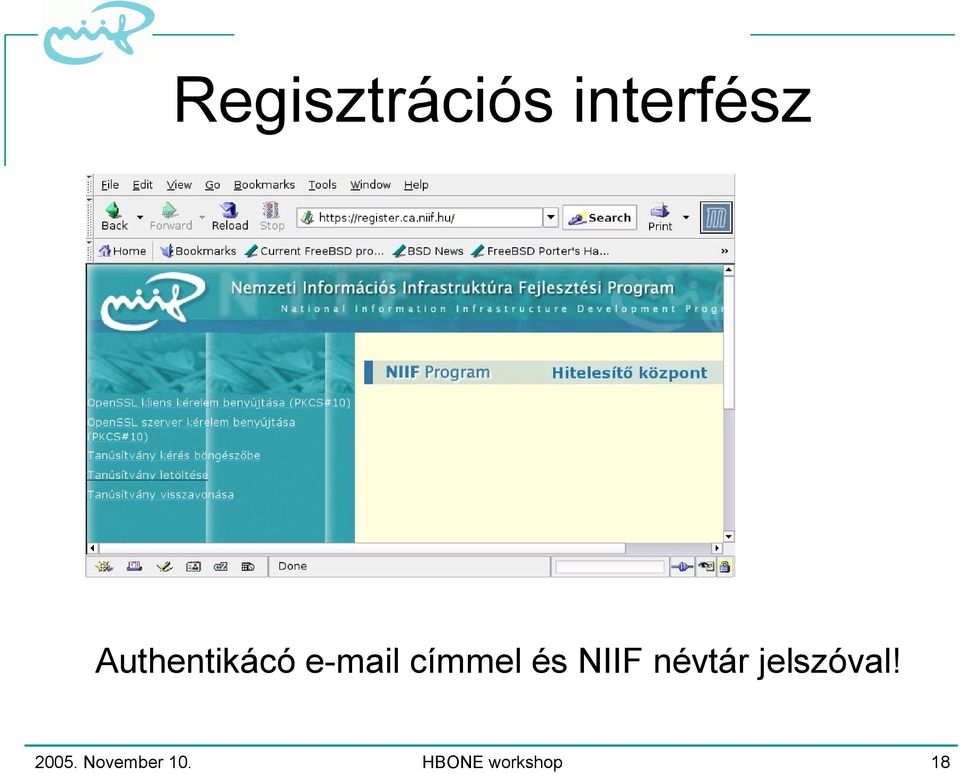 és NIIF névtár jelszóval!