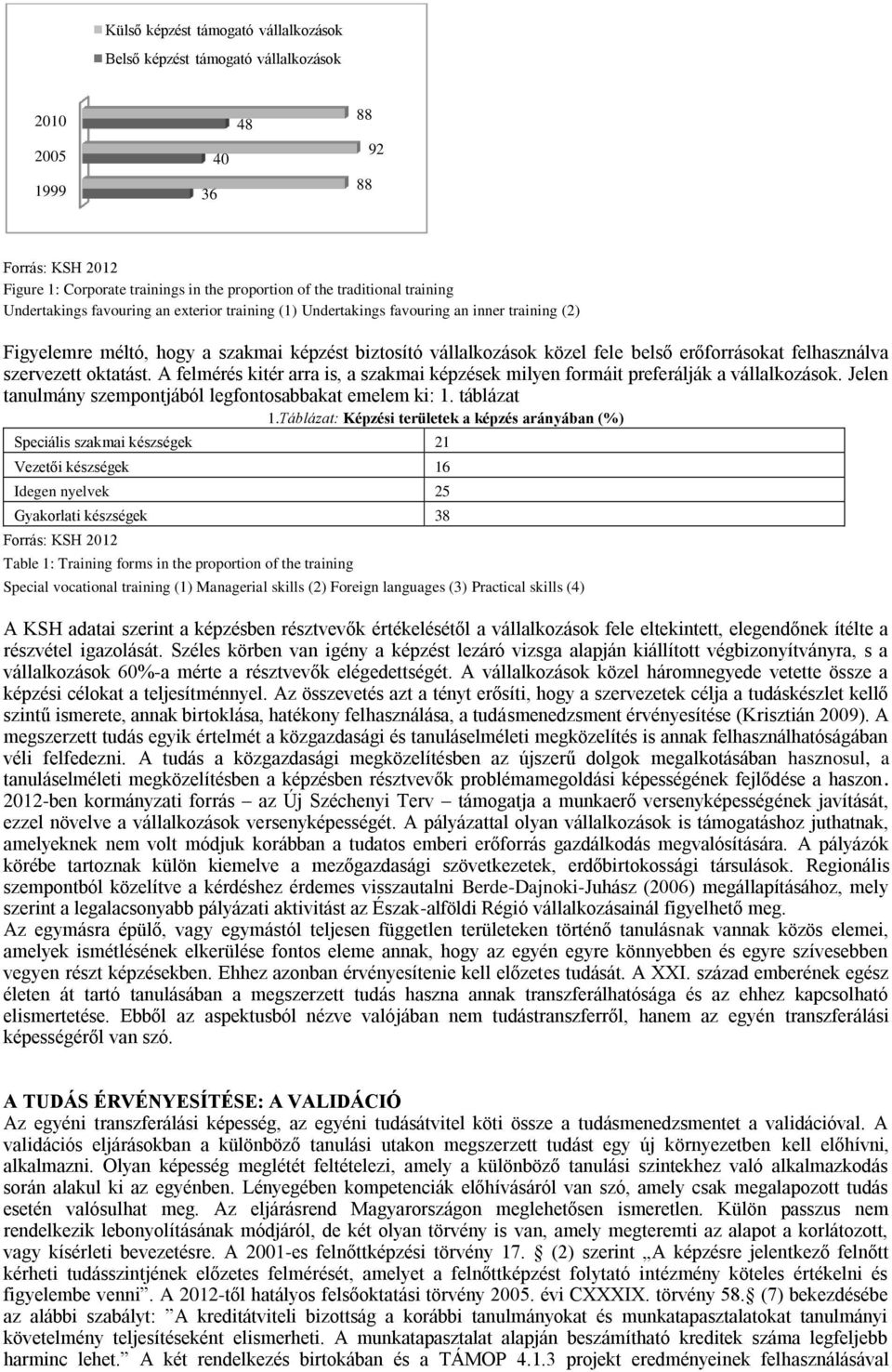 felhasználva szervezett oktatást. A felmérés kitér arra is, a szakmai képzések milyen formáit preferálják a vállalkozások. Jelen tanulmány szempontjából legfontosabbakat emelem ki: 1. táblázat 1.