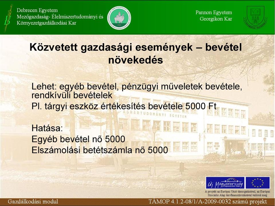 bevételek Pl.