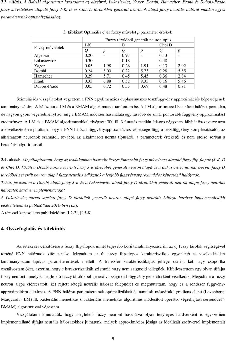 neurális hálózat minden egyes paraméterének optimalizálásához. 3.