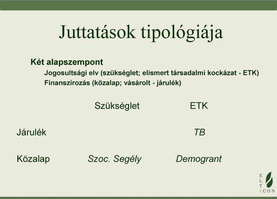 kockázat - ETK) Finanszírozás (közalap; vásárolt -