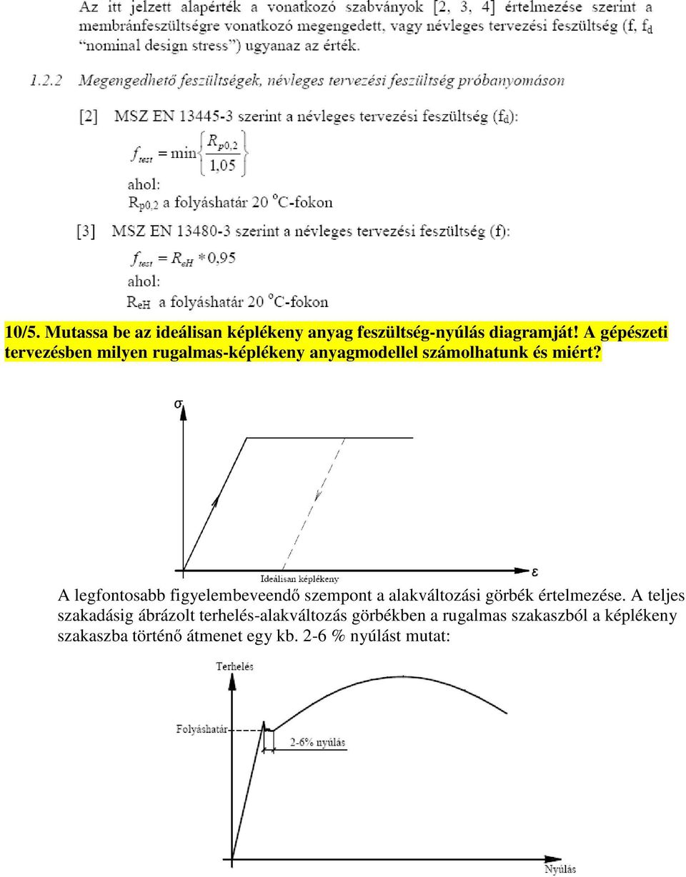 A legfontosabb figyelembeveendő szempont a alakváltozási görbék értelmezése.