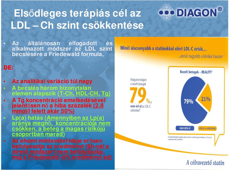 hiba százalék (2,8 mmol/l felett akár 50%) Lp(a) hatás (Amennyiben az Lp(a) aránya megn, koncentrációja nem csökken, a beteg a magas rizikójú