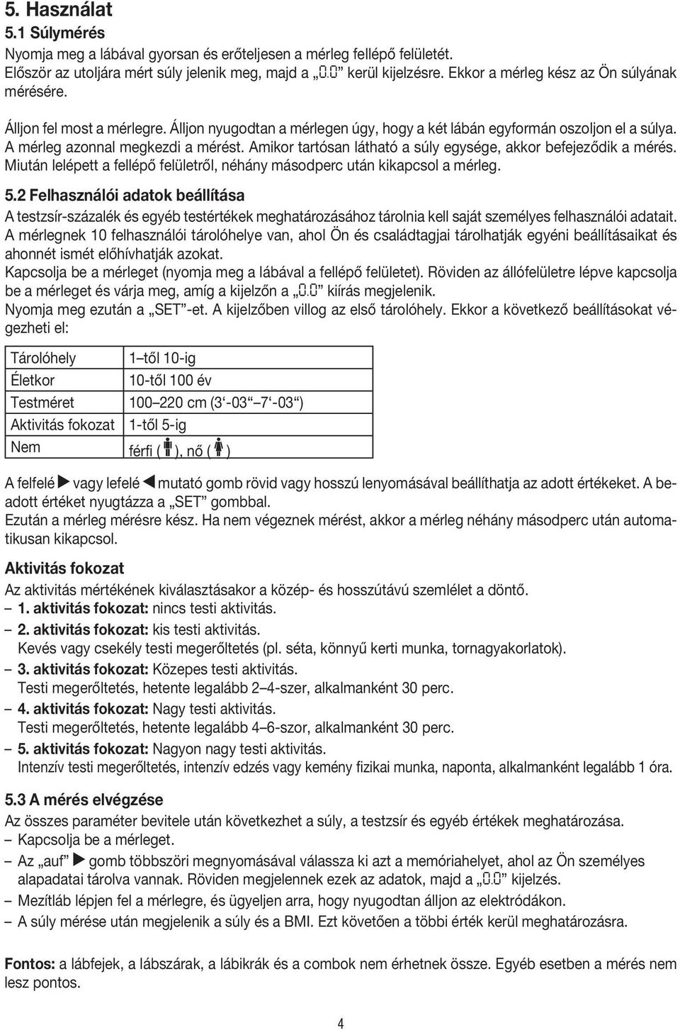 BF 54. H Diagnosztikai mérleg. Használati utasítás - PDF Free Download