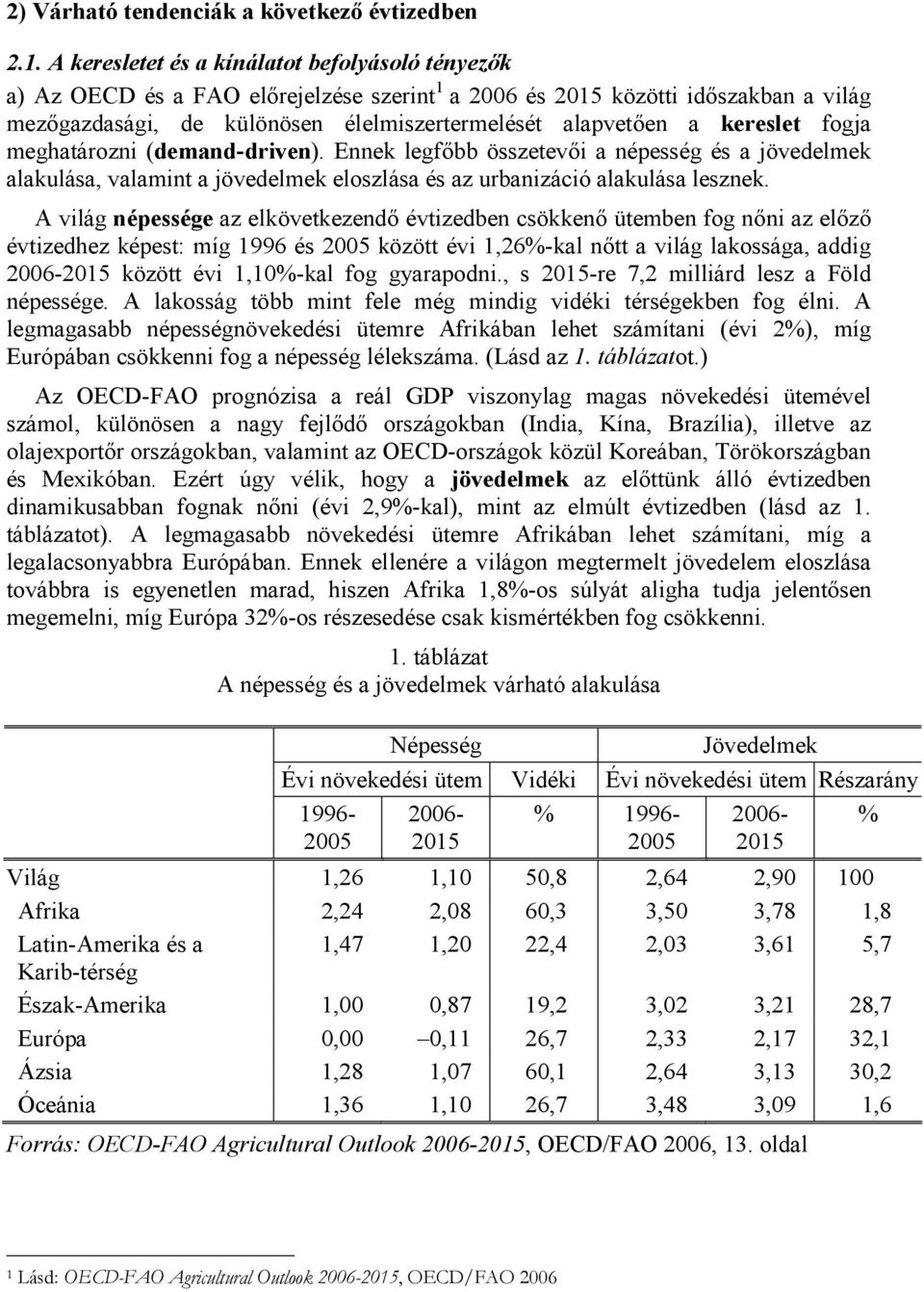 kereslet fogja meghatározni (demand-driven). Ennek legfőbb összetevői a népesség és a jövedelmek alakulása, valamint a jövedelmek eloszlása és az urbanizáció alakulása lesznek.