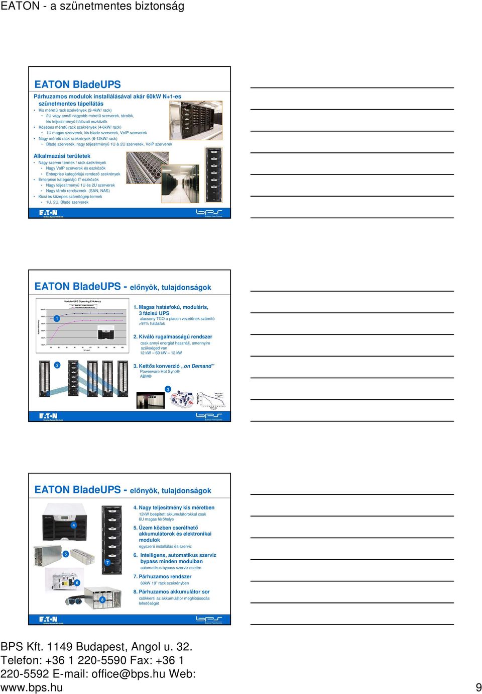 VoIP szerverek Nagy mérető rack szekrények (6-12kW/ rack) Blade szerverek, nagy teljesítményő 1U & 2U szerverek, VoIP szerverek Alkalmazási területek Nagy szerver termek / rack szekrények Nagy VoIP