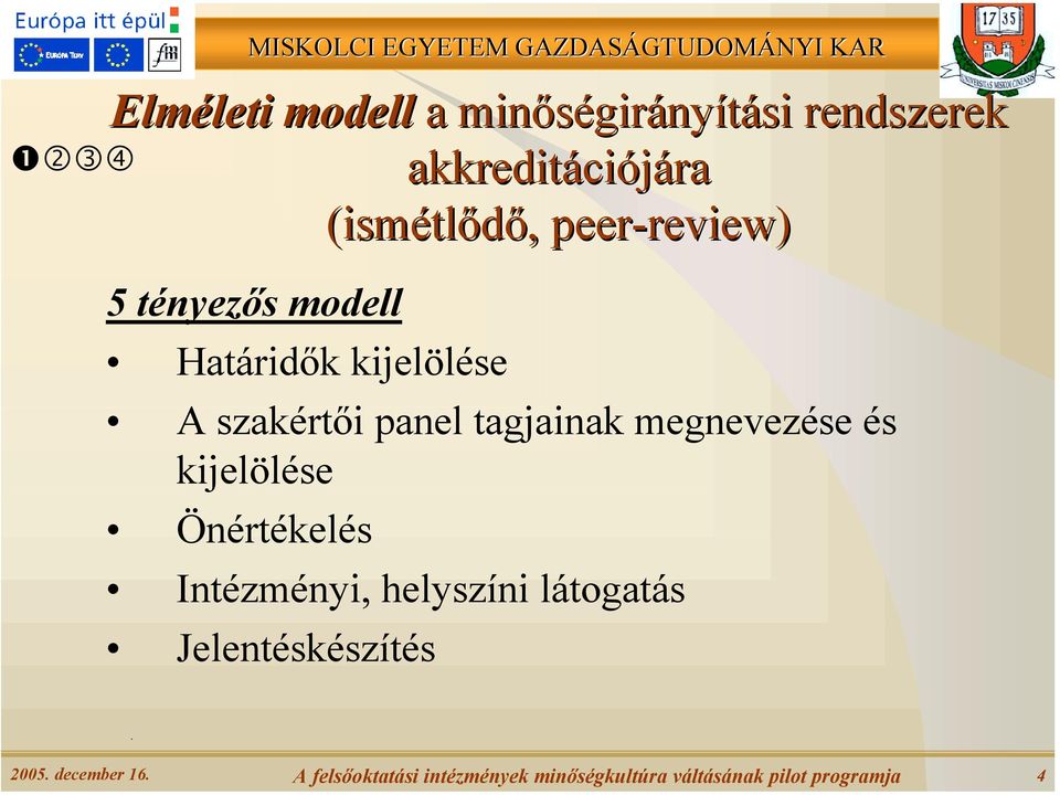 panel tagjainak megnevezése és kijelölése Önértékelés Intézményi, helyszíni látogatás