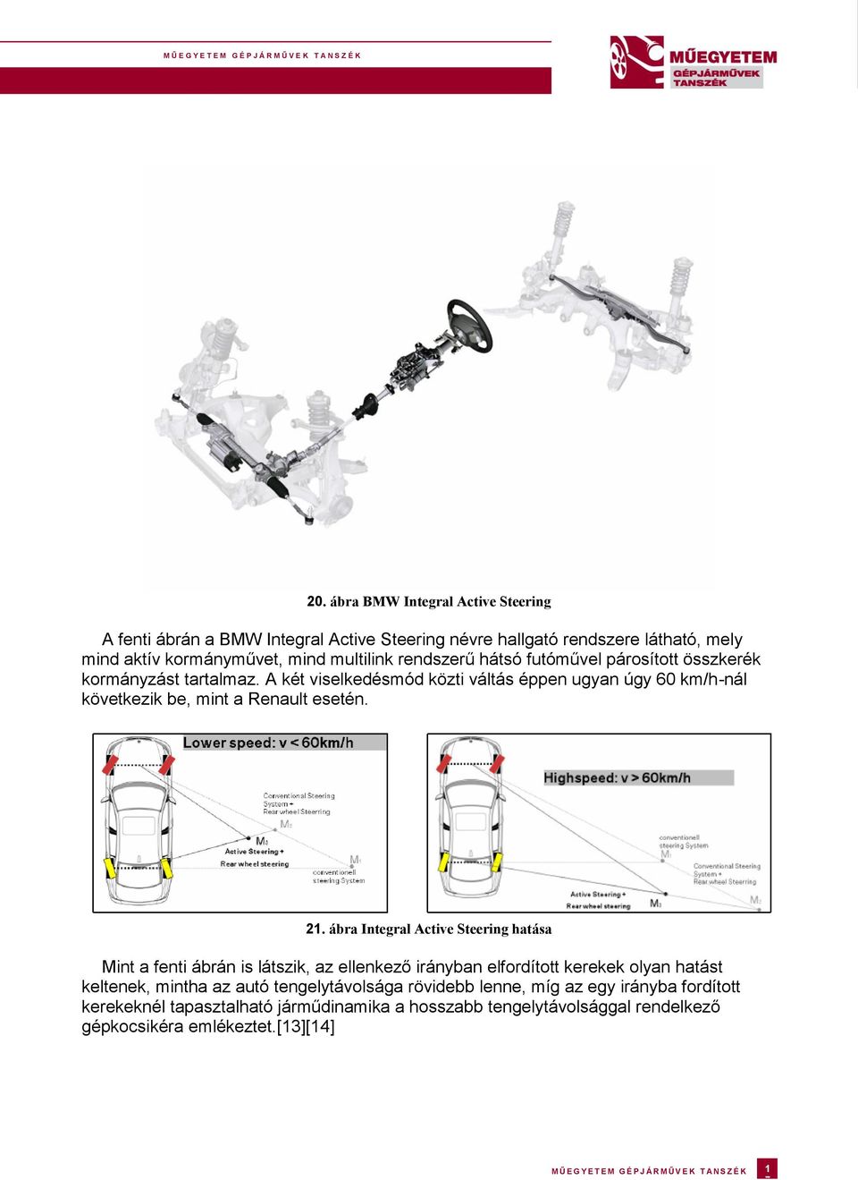 ábra Integral Active Steering hatása Mint a fenti ábrán is látszik, az ellenkező irányban elfordított kerekek olyan hatást keltenek, mintha az autó tengelytávolsága rövidebb