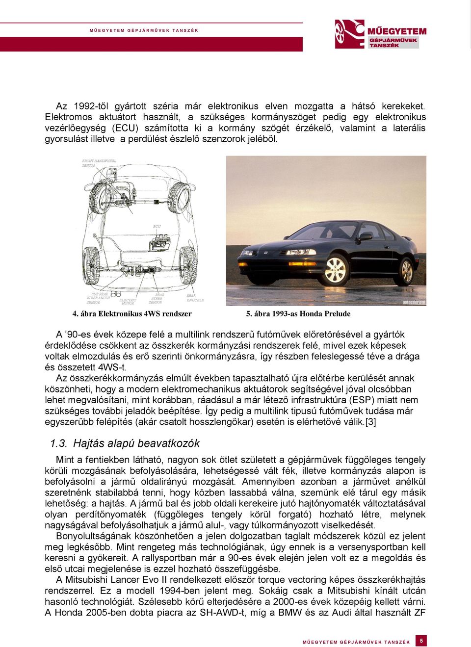 észlelő szenzorok jeléből. 4. ábra Elektronikus 4WS rendszer 5.
