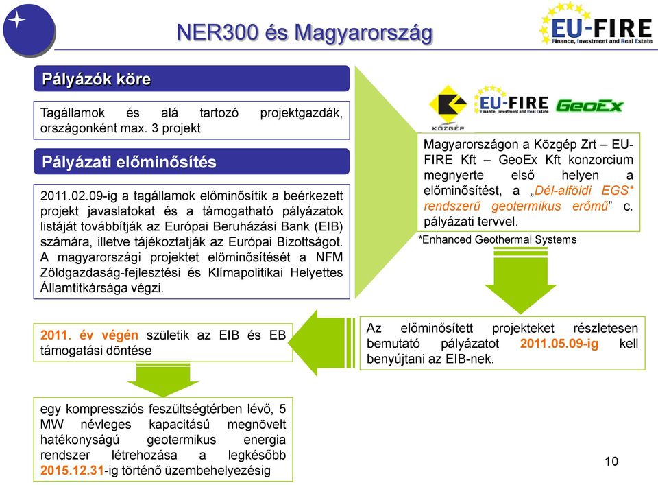 Bizottságot. A magyarországi projektet előminősítését a NFM Zöldgazdaság-fejlesztési és Klímapolitikai Helyettes Államtitkársága végzi.