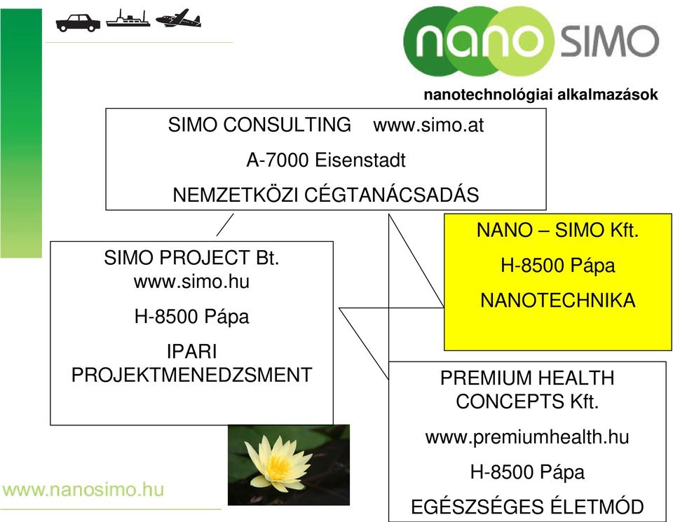 www.simo.hu H-8500 Pápa IPARI PROJEKTMENEDZSMENT NANO SIMO Kft.